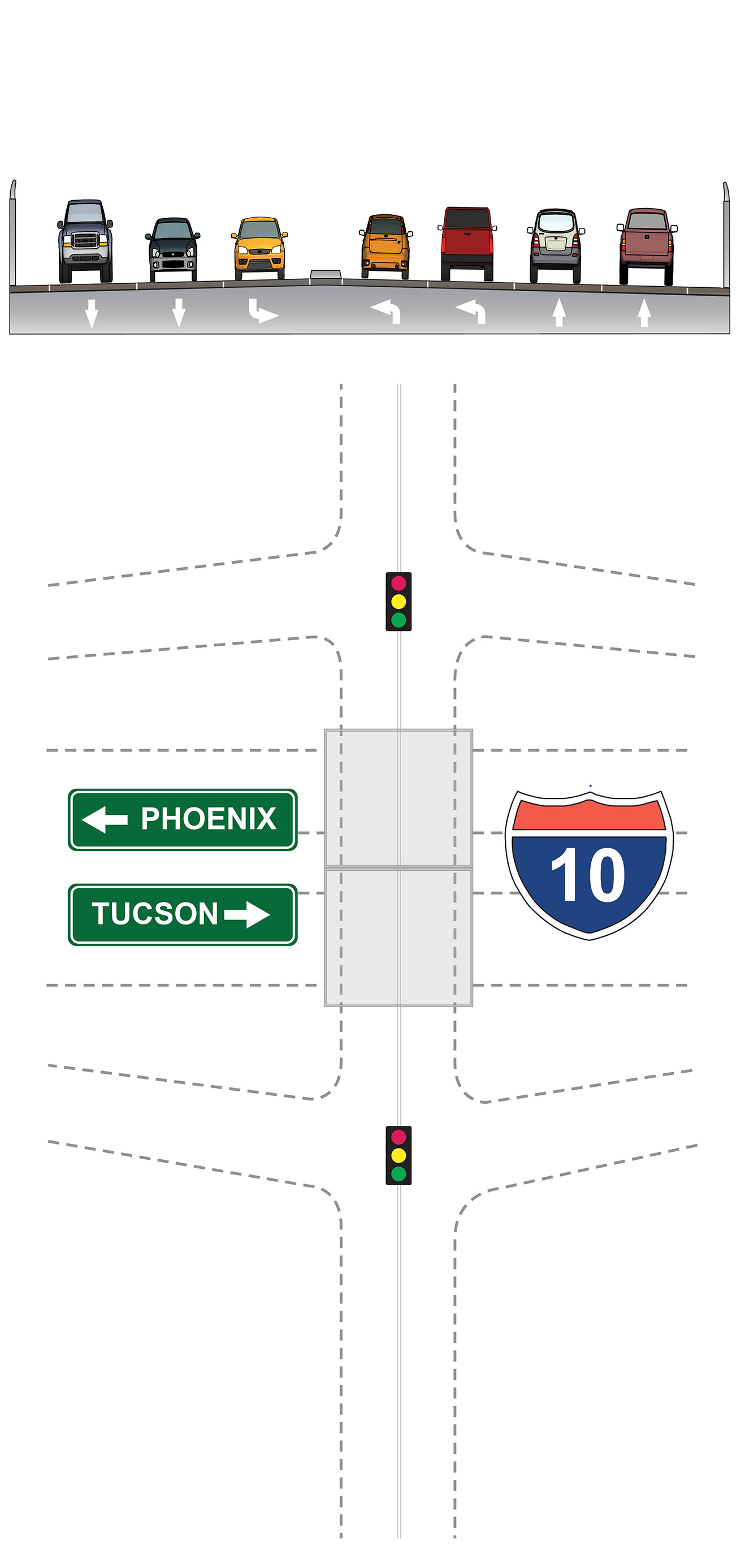 Rendering of crossroads under option 1