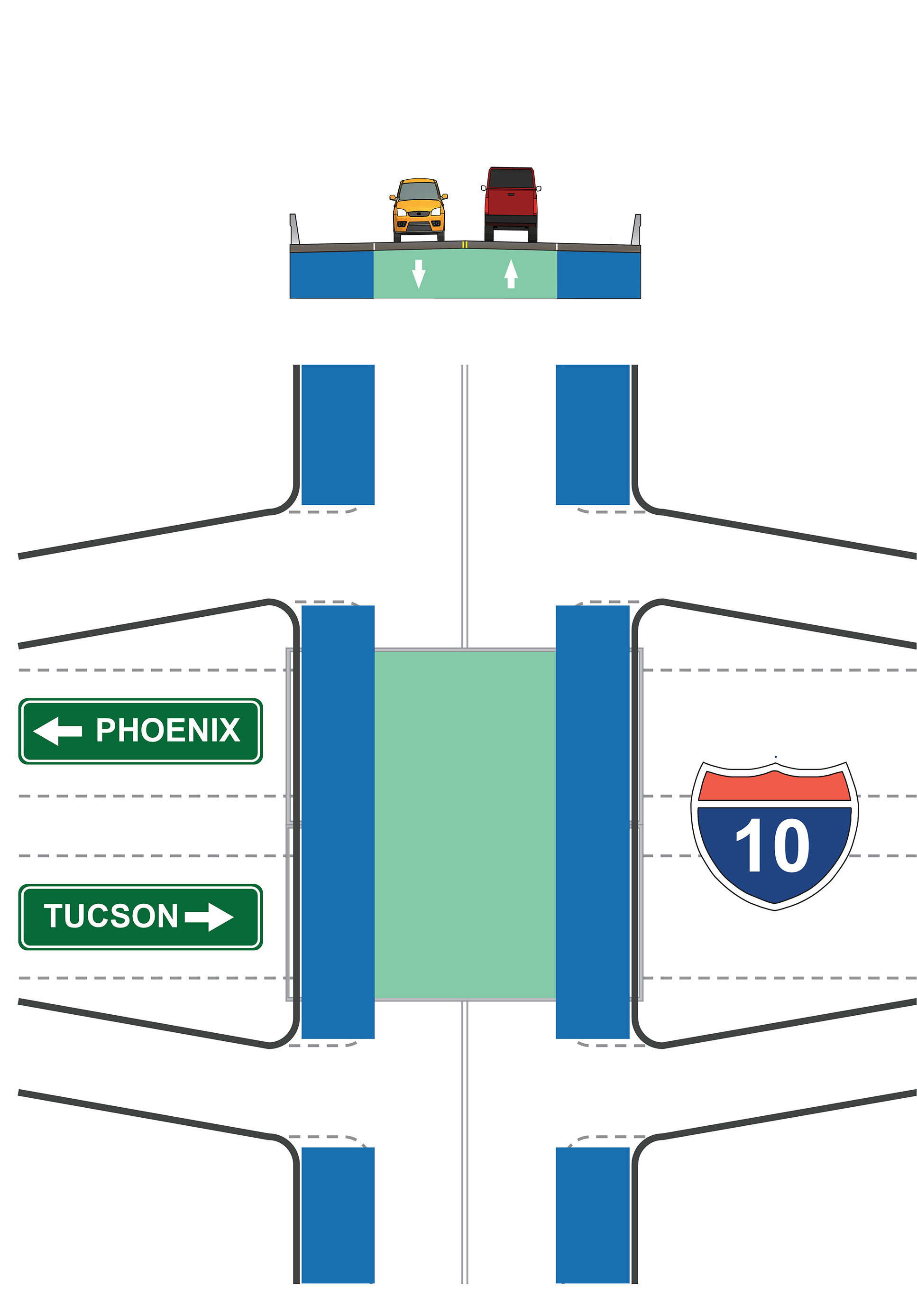 Rendering of crossroads under option 3
