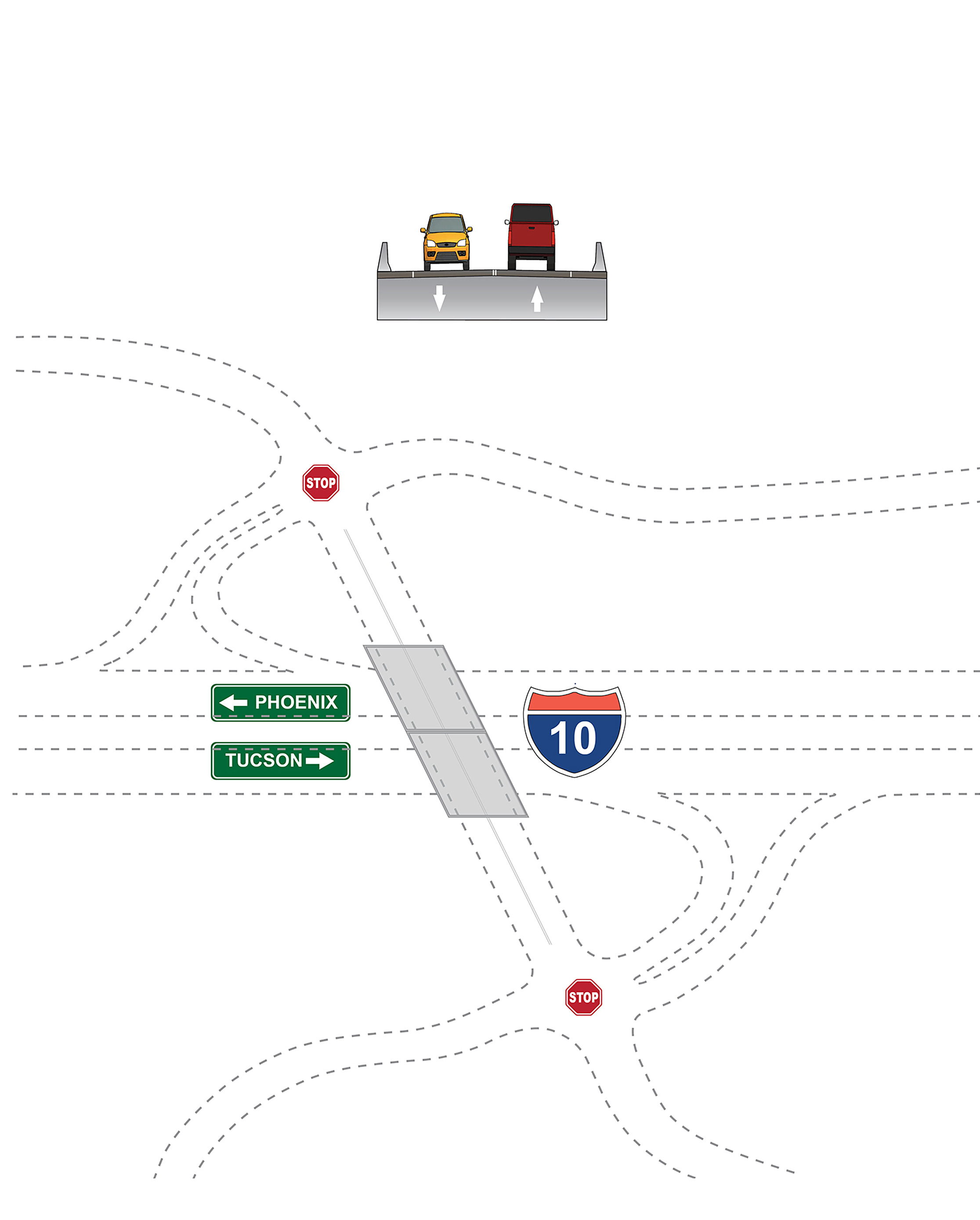 Rendering of crossroads under option 1