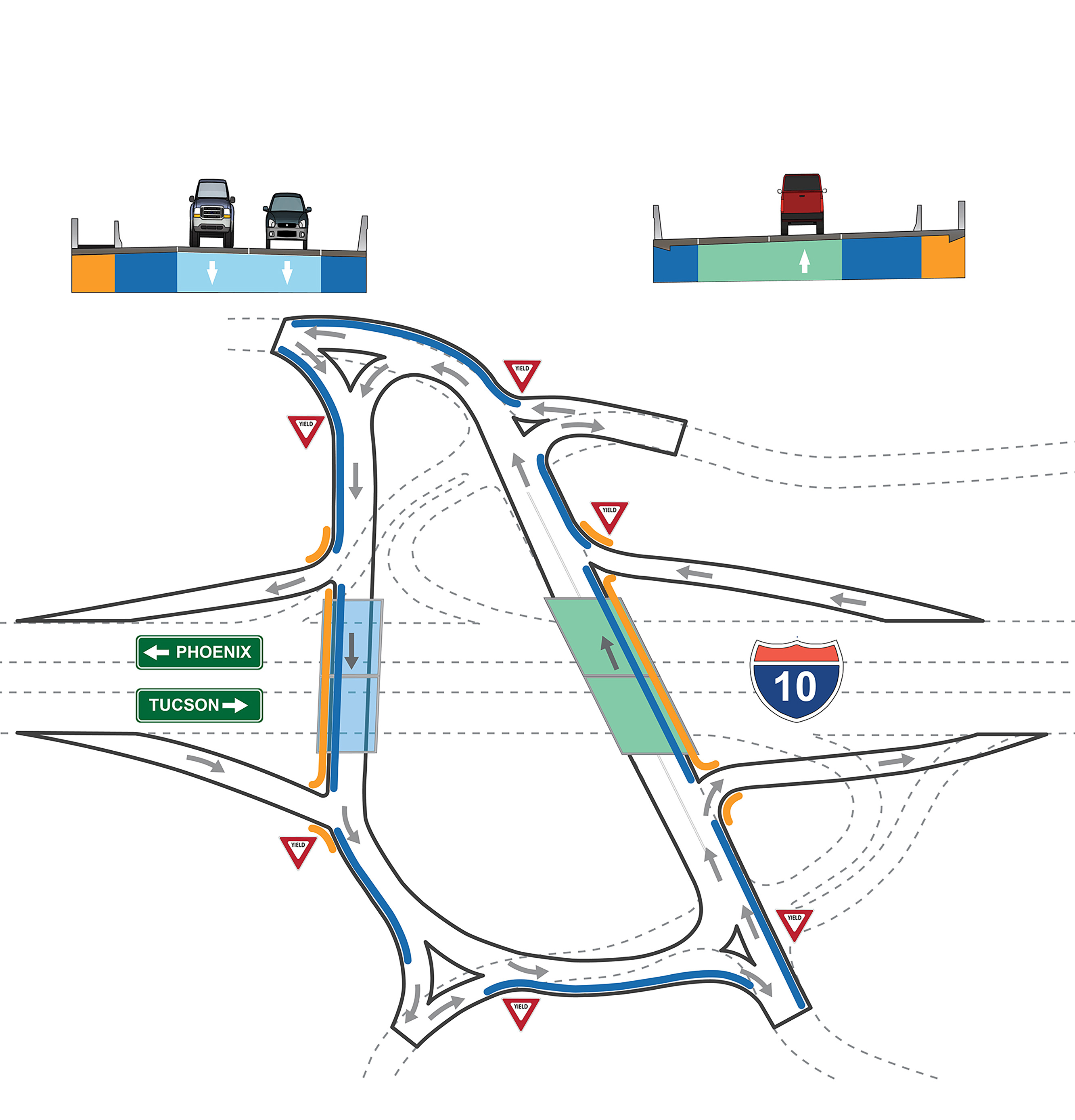 Rendering of crossroads under option 7